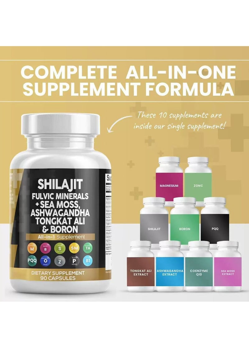Shilajit RX Shilajit Fulvic Minerals+ Sea Moss Ashwagandha Tonckat Ali & Boron All-In-1 Supplement Dietary Supplement90 Capsules - Image 2